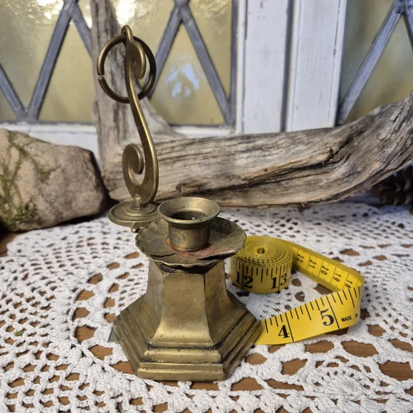 Vintage Brass Candle Holder with S Handle - Picture 9 of 12